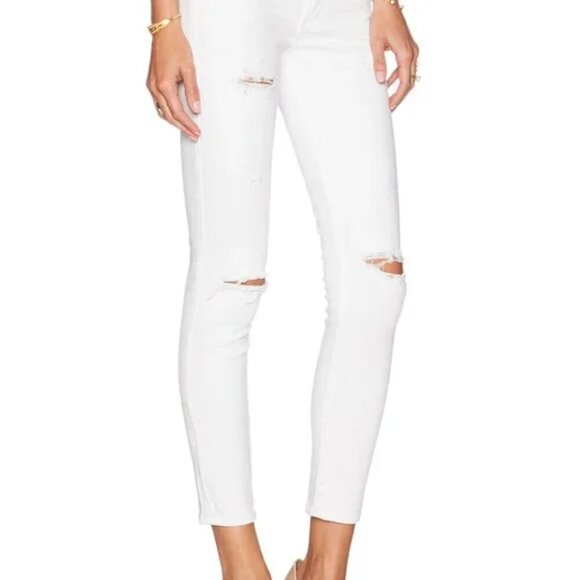 AGolde Colette Crop Size 28 White Denim Fray - Picture 1 of 5